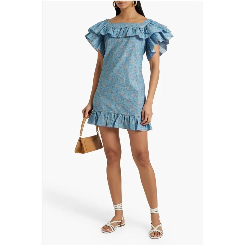 NWT The Vampire's Wife Crybaby Dress UK 14 US 10 Blue Floral Cotton Linen
